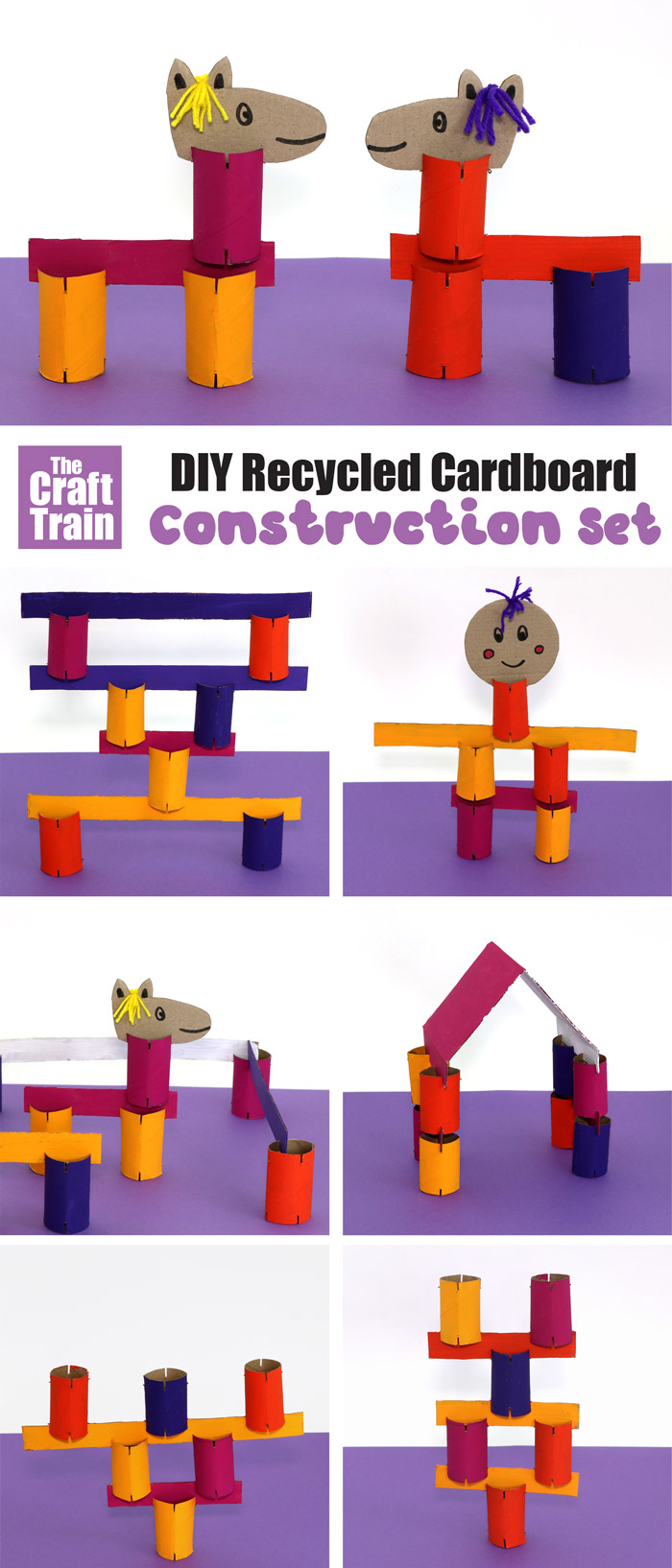 DIY construction kit for kids from recycled cardboard