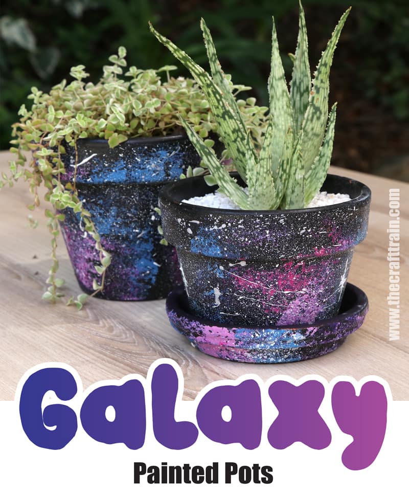 Galaxy painted pot DIY for kids