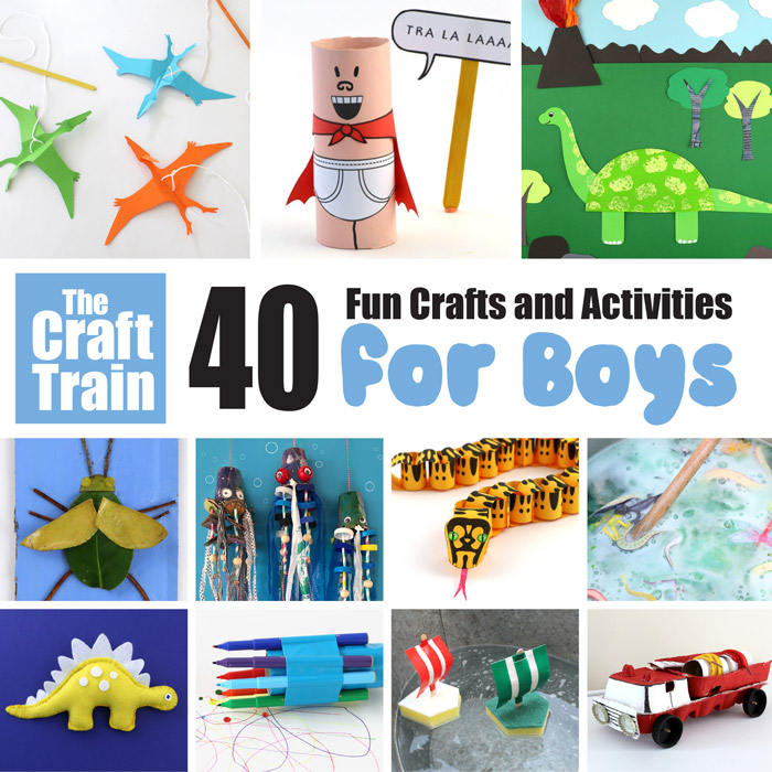 40 fun crafts for boys - reptiles, dinosaurs, vehicles, insects and slimy muck