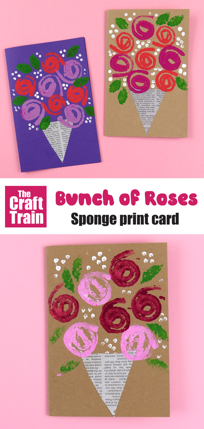 mothers day card kids can make! easy rose card idea - make rose prints with handmade sponge stamps. THis is a fun handmade mothers day card idea
