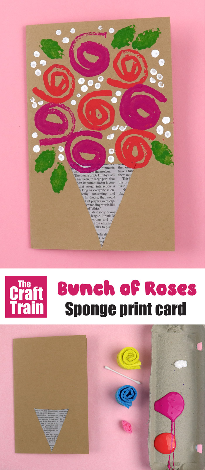 bunch of roses card to make from sponge printing
