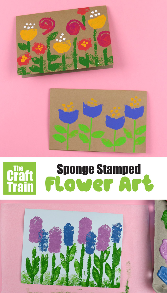 fun and easy sponge flower printing art idea for kids