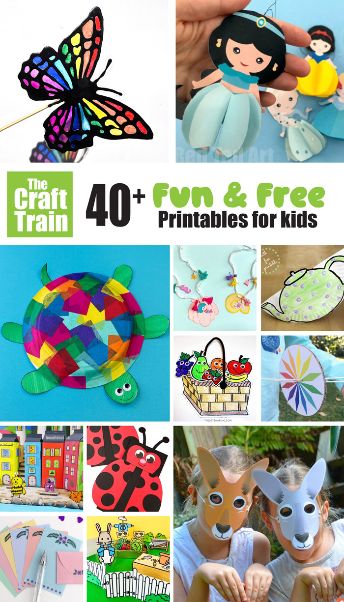 over 40 incredible fun and free printables for kids. Keep kids busy creating, having fun, playing, learning and using their imagination with this collection of printable crafts and activities