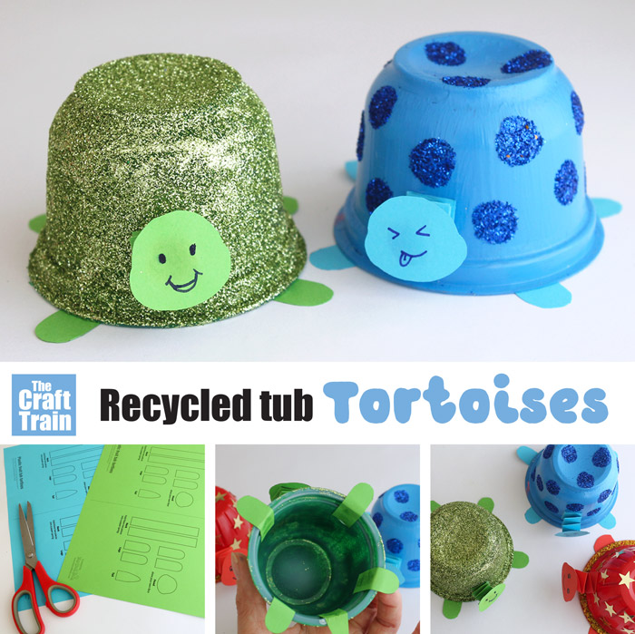 Recycled tub tortoise craft for kids