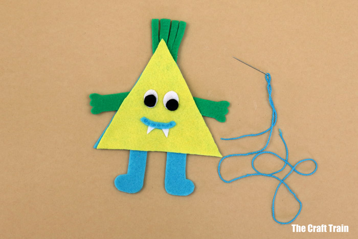 sewing craft kids steps – making a triangle shape monster