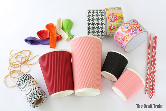 materials needed to make paper cup music crafts