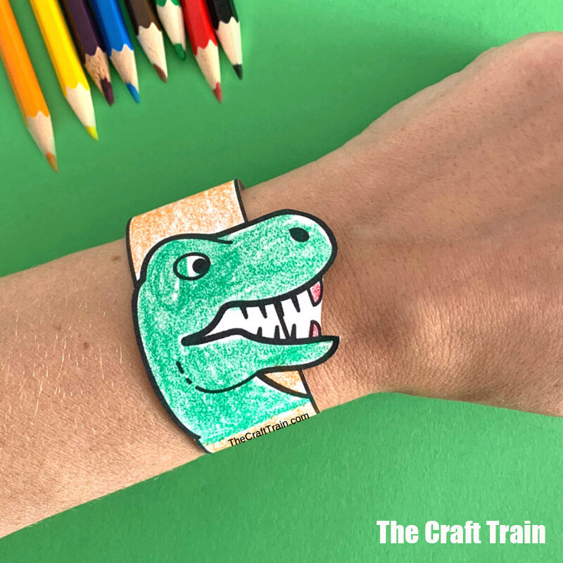 printable dinosaur paper bracelet