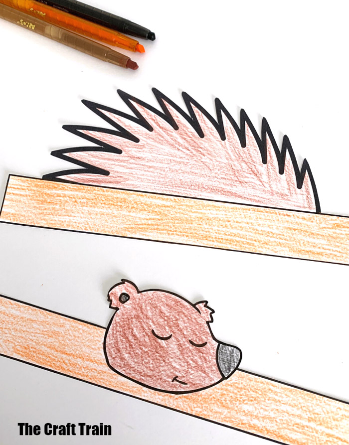 Hedgehog printable colouring craft