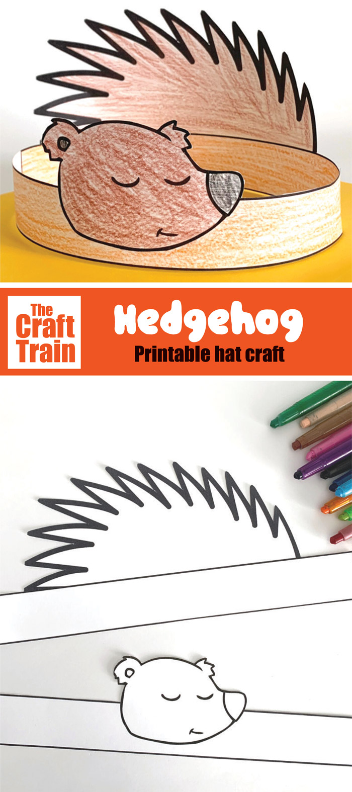 printable hedgehog hat craft for kids