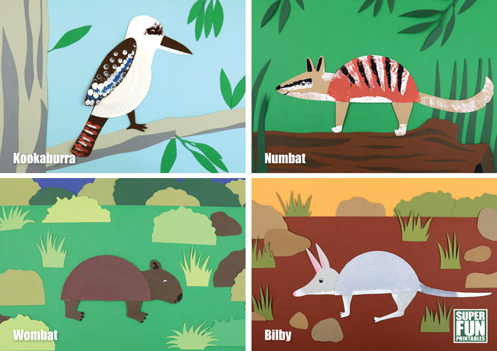 paper plate Australain animals