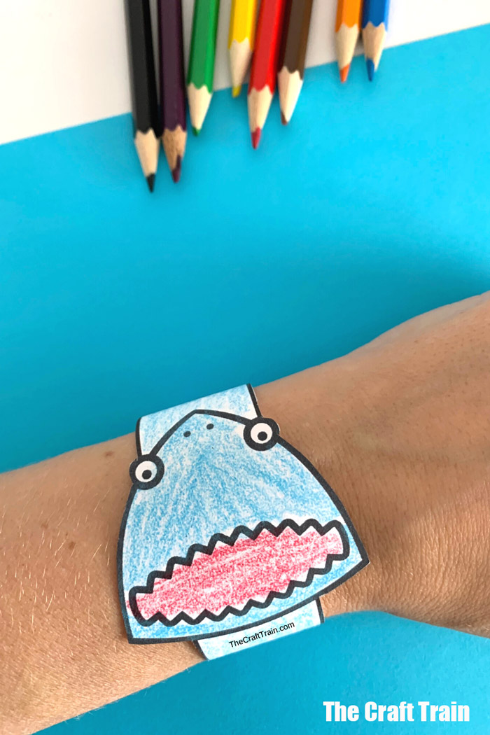 printable shark bracelet craft for kids