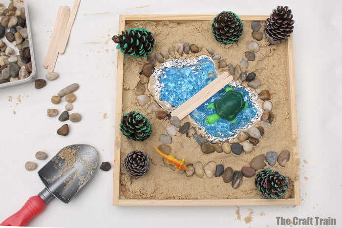 how to make a small world in a sandbox - a fun imaginary play idea for kids