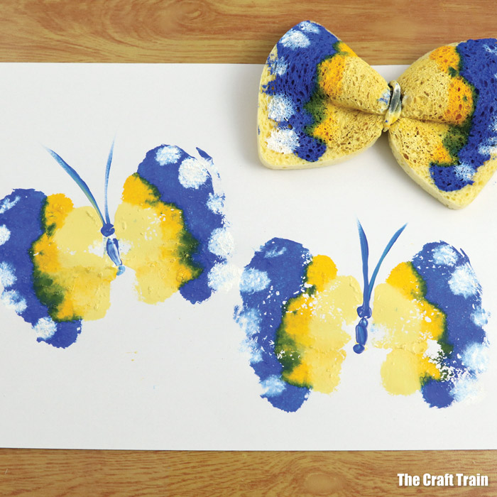 butterfly sponge printing art activity for kids