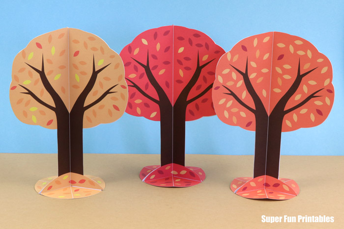 Fall trees made from paper with printable template