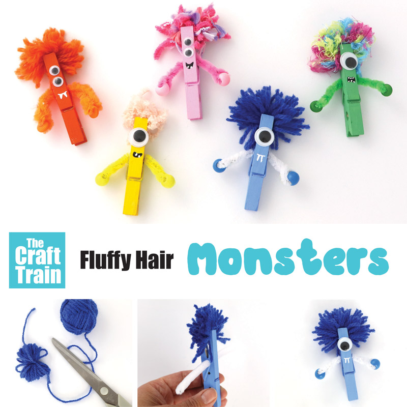 easy fluffy-haired peg monster craft kids will love