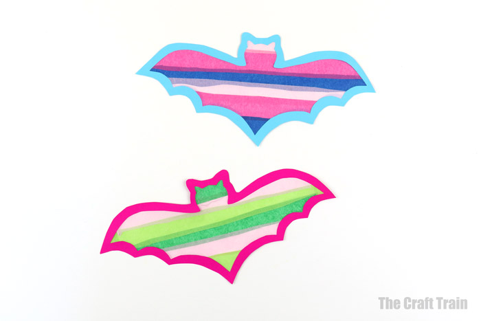 colourful tissue paper bat suncatchers