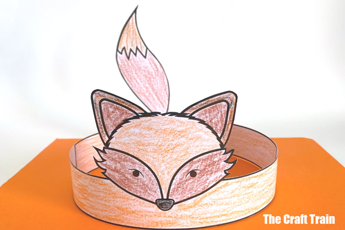 paper fox hat printable craft for kids