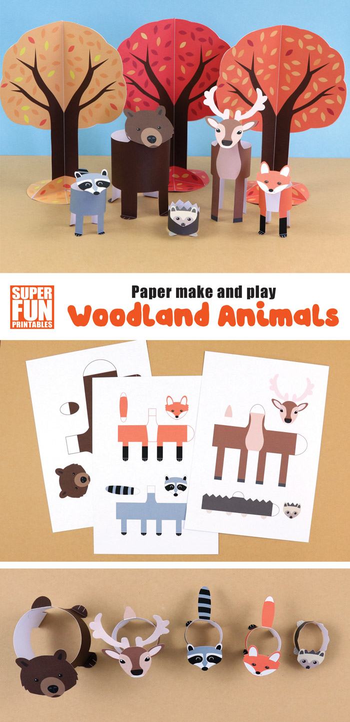 woodland animal paper craft set – make a set of paper woodland animal toys
