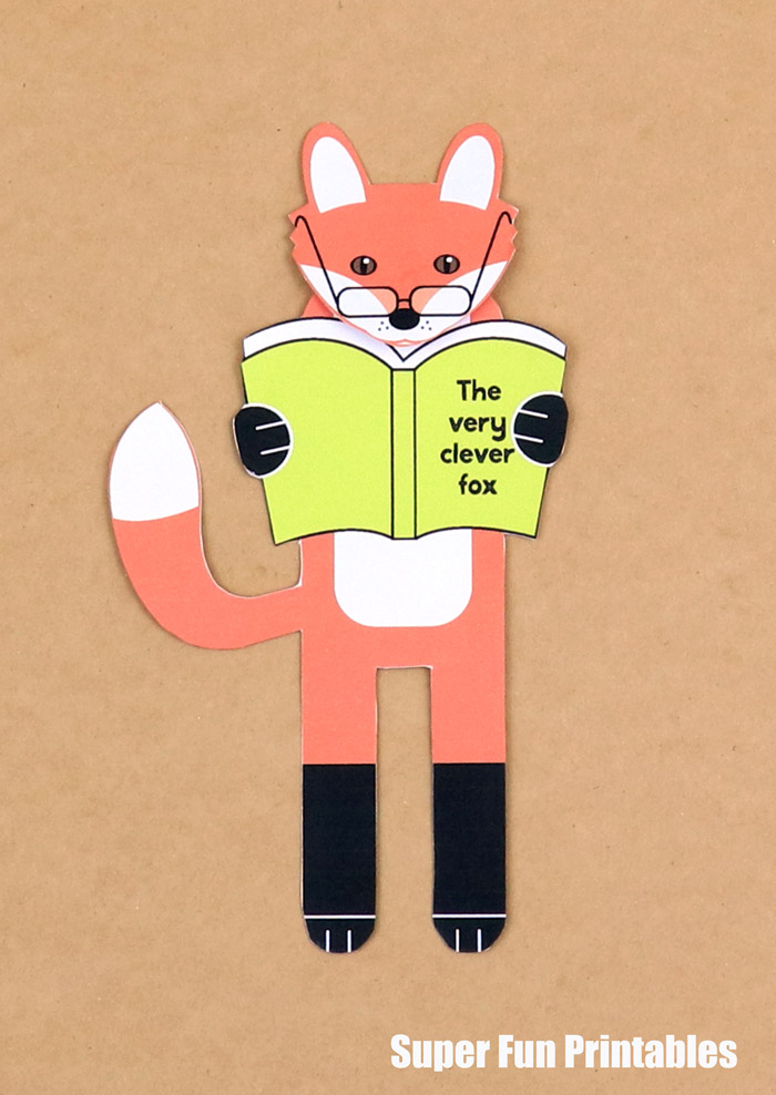 printable fox bookmark – fox reading a book