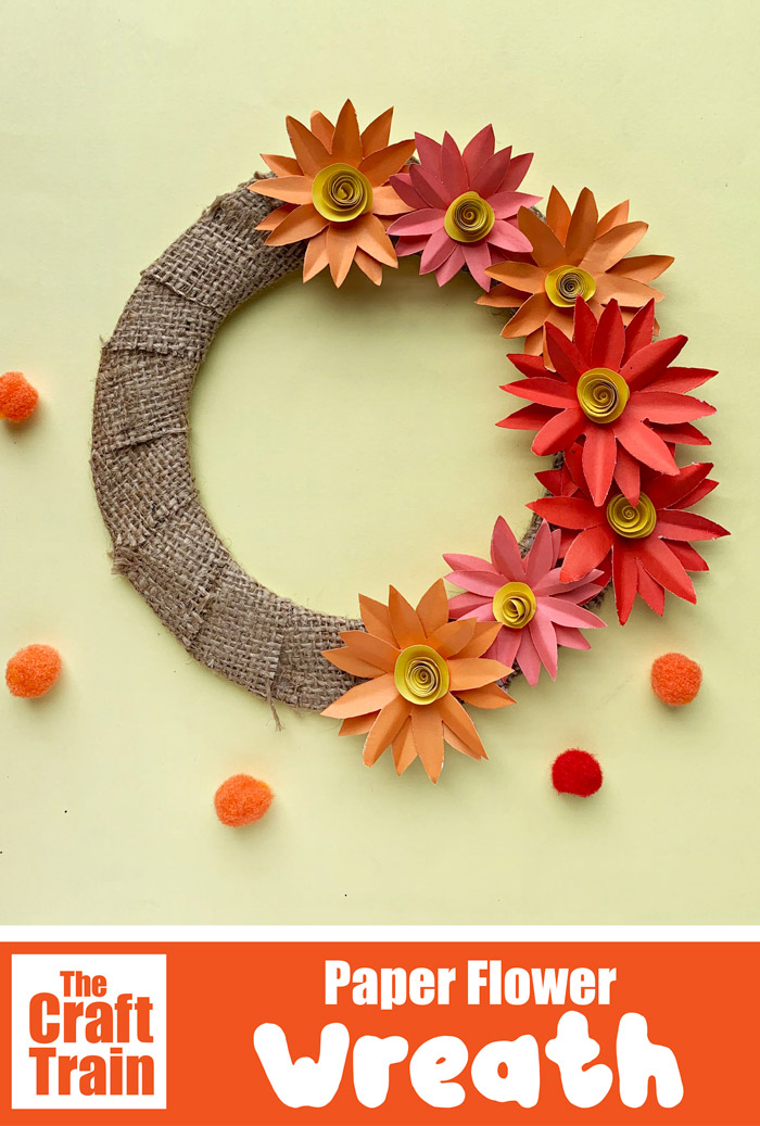 paper flower wreath craft for Autumn or Fall