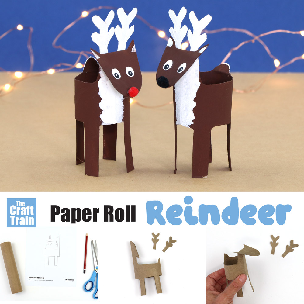 paper roll reindeer craft with free printable template