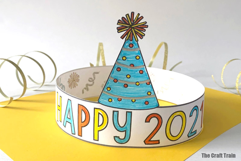 New year party hat printable