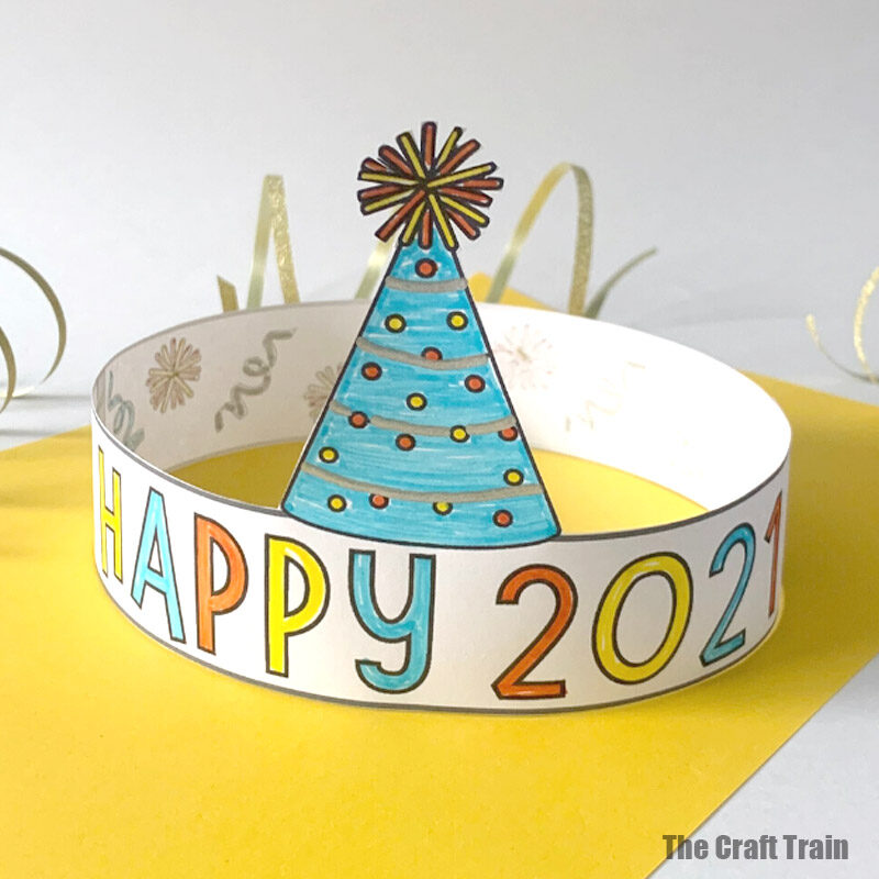 Printable 2021 new year party hat designs