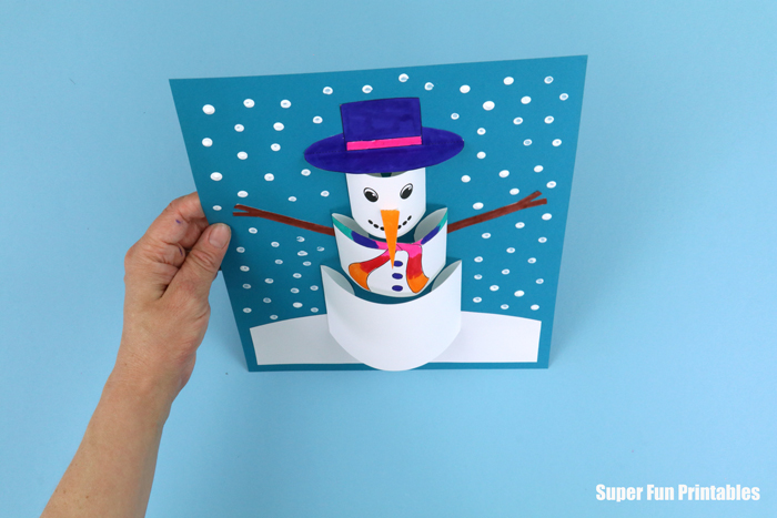 Snowman papercraft with 3D effect from top