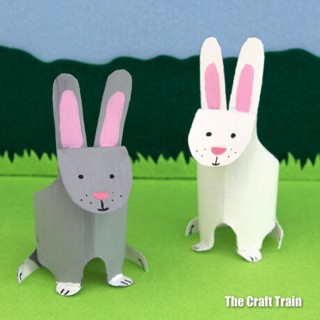 Paper roll bunnies craft for kids with free template