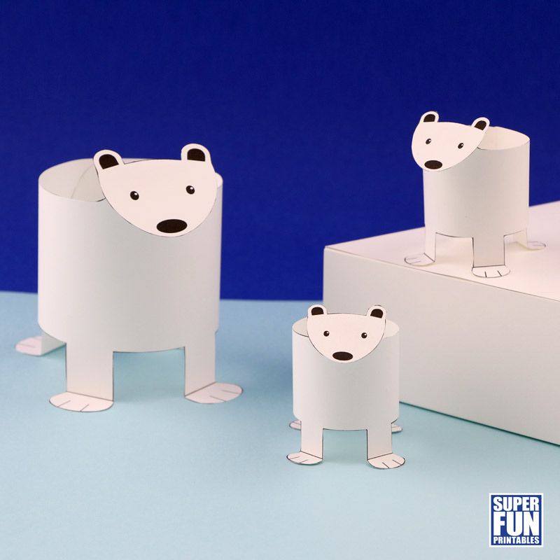 paper polar bear mother and cubs