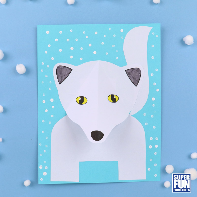 paper 3D arctic fox craft