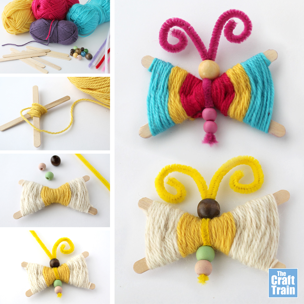 yarn butterfly weaving craft for kids
