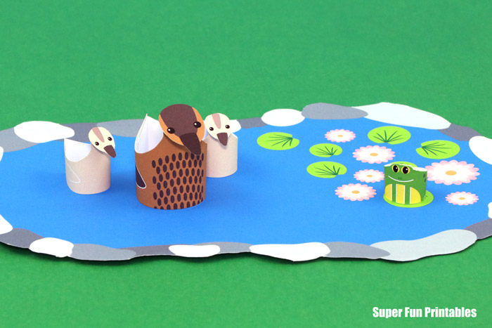 printable paper duck pond with paper ducks