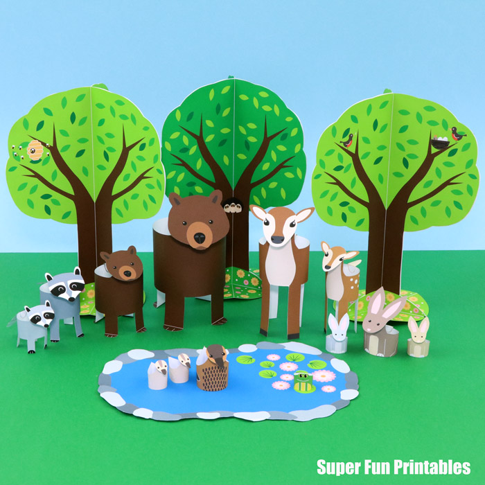 Spring woodland animal papercraft for kids