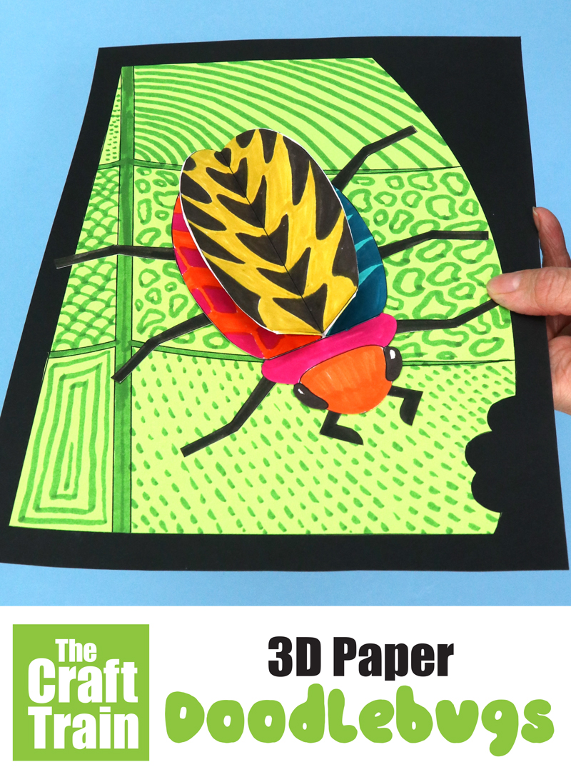 3D bug art project for kids – make a doodlebug! This is a fun STEM insect craft idea with a printable template