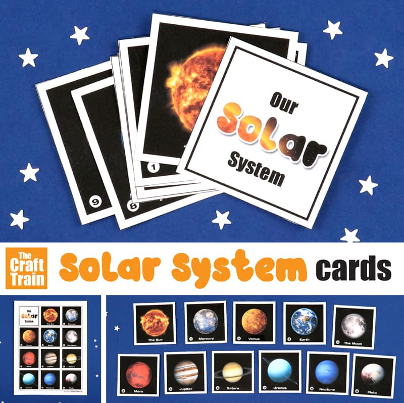 DIY solar system cards free printable for kids to learn about planets