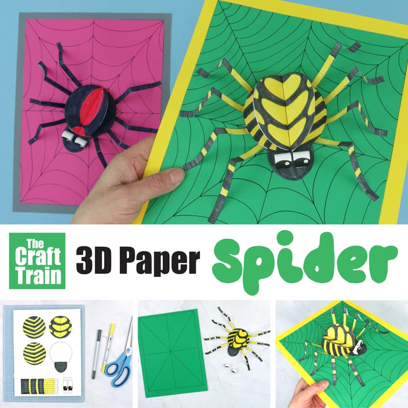 3D paper spider craft for kids