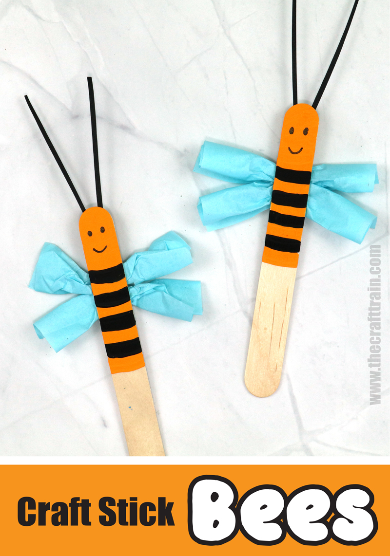 craft stick bee puppet craft for kids