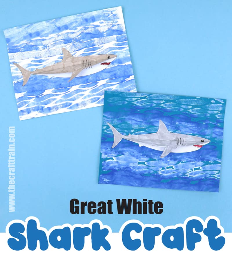 great white shark paper craft for kids with 3D effect