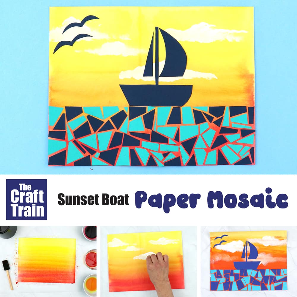 paper boat mosaic art project