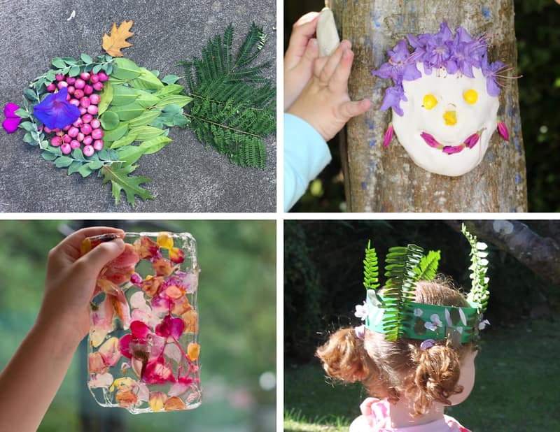 using flowers in creative play and craft outside