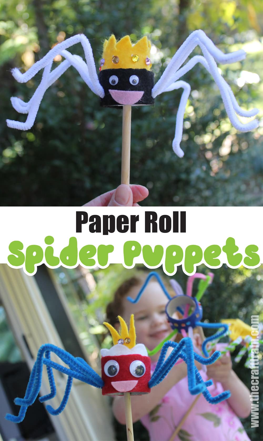 paper roll puppets spiders