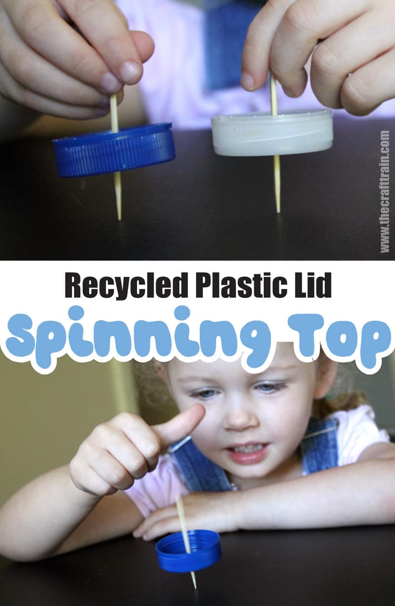 Recycled bottle cap spinning top craft