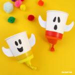 Easy pom pom popper ghost craft for kids
