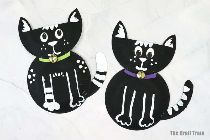 paper plate black and white cat craft