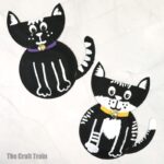 black and white paper plate cat craft