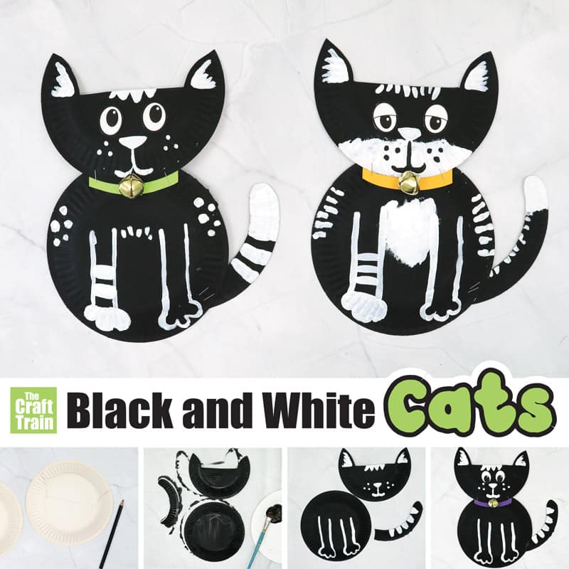 black and white cat craft for kids