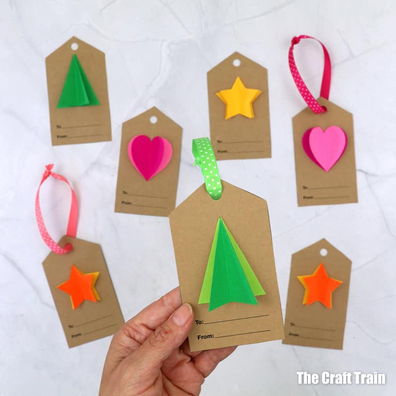 3D paper Christmas gift tags
