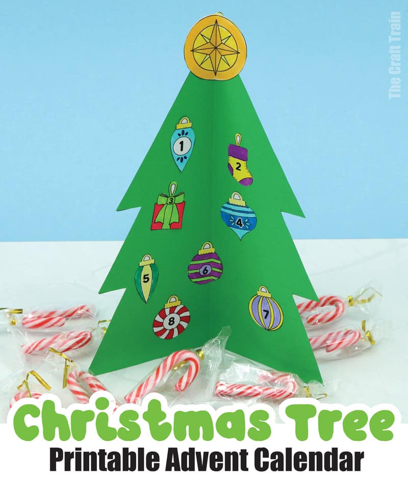free printable CHristmas tree advent calendar for kids