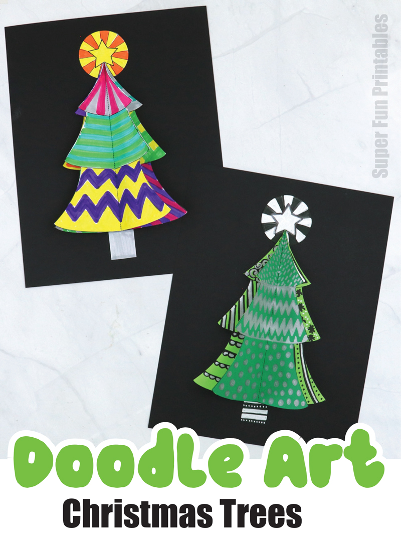 Doodle art Christmas trees